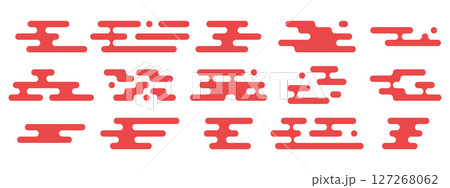 Japanese and Chinese cloud shapes. Oriental decorative motifs. Asian ornamental patterns. Minimalist oriental elements 127268062