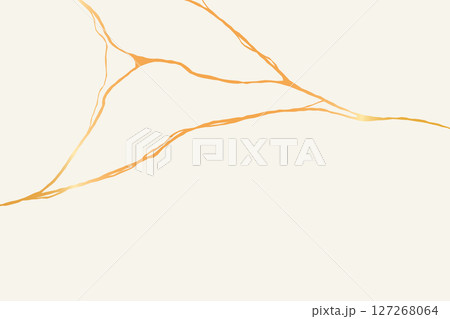 Japanese kintsugi gold crack effect. Luxury marble texture with golden lines. Modern vector illustration. 127268064