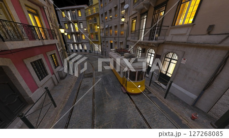 路面電車が通る街 127268085