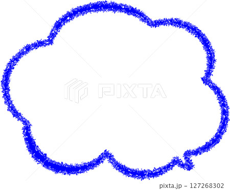 青系のクレヨンで描いた吹き出し線画フレーム。もこもこした雲の形の青いふきだし。らくがき風でかわいい。 青系のクレヨンで描いた吹き出し線画フレーム。もこもこした雲の形の青いふきだし。らくがき風でかわいい。 127268302