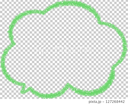 A cloud-shaped speech bubble drawn with green crayon. A cute, doodled speech bubble. It's fluffy. Easy to use. A cloud-shaped speech bubble drawn with green crayon. A cute, doodled speech bubble. It's fluffy. Easy to use. 127268442