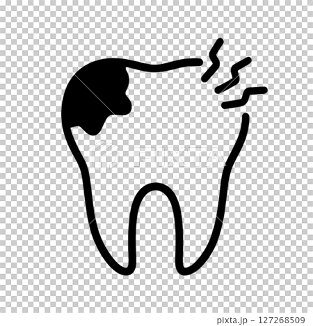 Tooth decay line icon, simple, material, no background, UI, materials 127268509