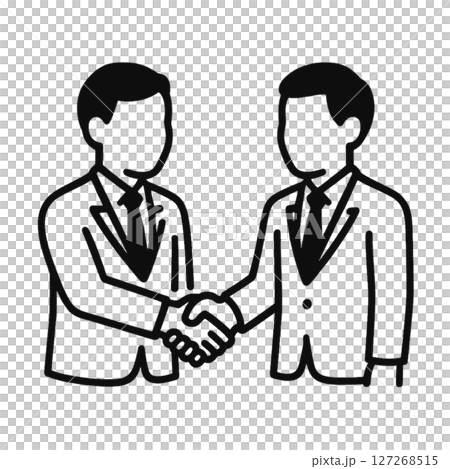 Line icon of businessmen shaking hands, simple, material, no background, UI, materials Line icon of businessmen shaking hands, simple, material, no background, UI, materials 127268515