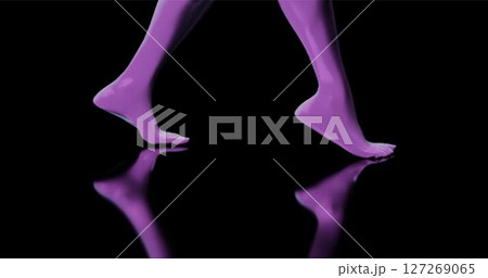 Image of female legs reflected on a black surface consisting of many hexagons. Vector illustration. Image of female legs reflected on a black surface consisting of many hexagons. Vector illustration. 127269065