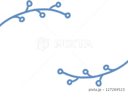 青色のデフォルメされた植物のシンプルなフレーム 127269523