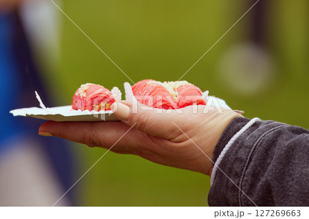 Jordanian dessert rolls with almond cream filling Jordanian dessert rolls with almond cream filling 127269663