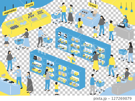 人們在超市購物 127269879