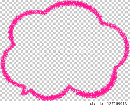 用粉紅色蠟筆畫的蓬鬆雲朵狀對話泡泡。它看起來很可愛,像塗鴉一樣。對話泡泡的尖端位於左下方。 用粉紅色蠟筆畫的蓬鬆雲朵狀對話泡泡。它看起來很可愛,像塗鴉一樣。對話泡泡的尖端位於左下方。 127269918