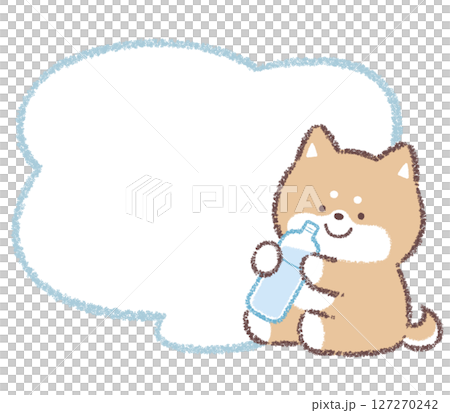 A Shiba Inu drinking water and a frame 127270242