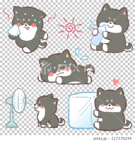 熱中症対策黒柴犬バリエーションセット 127270244