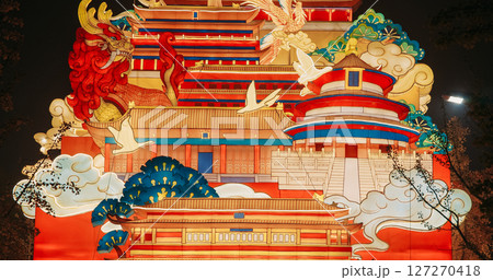 Beijing, China. Large Lantern Composition At Zigong Lantern Festival In Beijing. National Color. Lantern Festival In Beijing Garden Expo Park. National Intangible Cultural Heritage Of China. Asian Beijing, China. Large Lantern Composition At Zigong Lantern Festival In Beijing. National Color. Lantern Festival In Beijing Garden Expo Park. National Intangible Cultural Heritage Of China. Asian 127270418