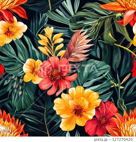 exotic wildflower pattern in a watercolor exotic wildflower pattern in a watercolor 127270420