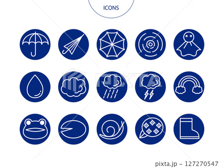 梅雨　アイコン ピクトグラム　ベクター イラスト　セット 127270547