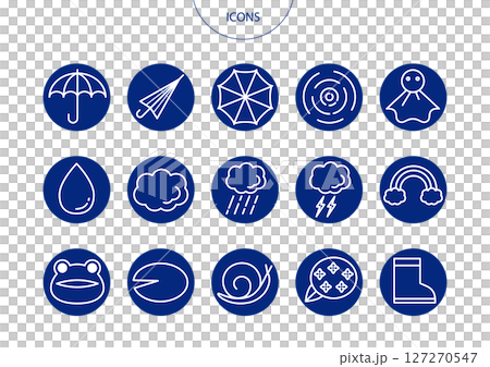 梅雨　アイコン ピクトグラム　ベクター イラスト　セット 127270547
