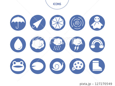 梅雨　アイコン ピクトグラム　ベクター イラスト　セット 127270549