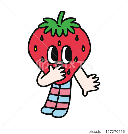 びっくりするコミカルないちごのキャラクター びっくりするコミカルないちごのキャラクター 127270626