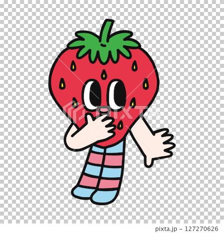 びっくりするコミカルないちごのキャラクター びっくりするコミカルないちごのキャラクター 127270626