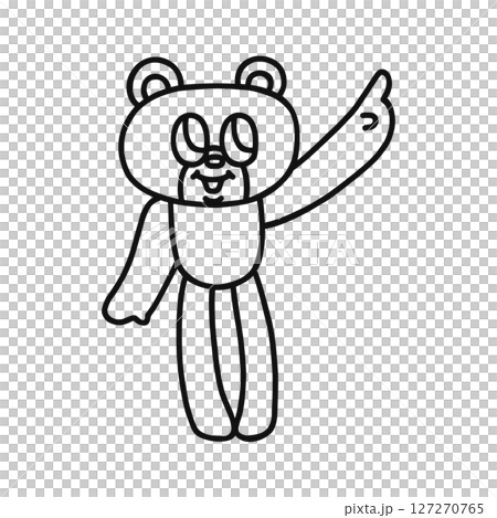 指さしするポップなクマ　線画 127270765
