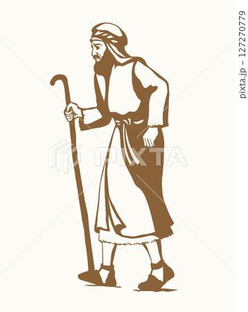 Vector drawing. Jewish man walk Vector drawing. Jewish man walk 127270779