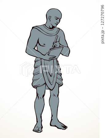 Vector drawing. Egyptian male servant Vector drawing. Egyptian male servant 127270796