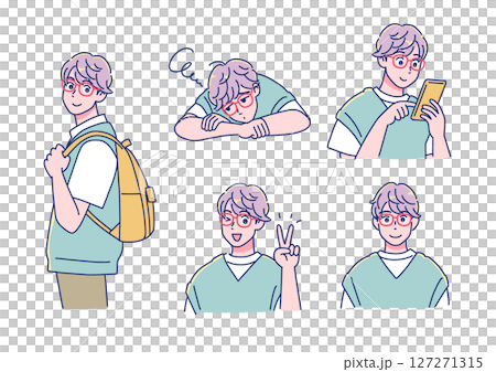 Anime-style boy facial expression set Anime-style boy facial expression set 127271315