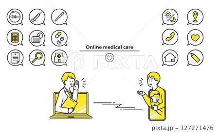 オンライン診療：医師と患者　アイコン・セット 2c 127271476