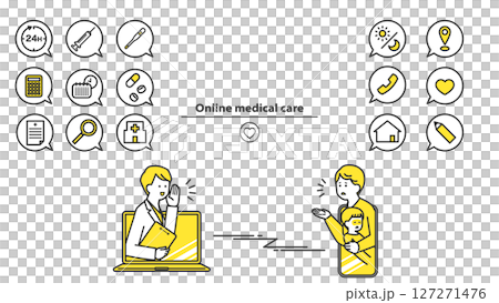 オンライン診療：医師と患者　アイコン・セット 2c 127271476
