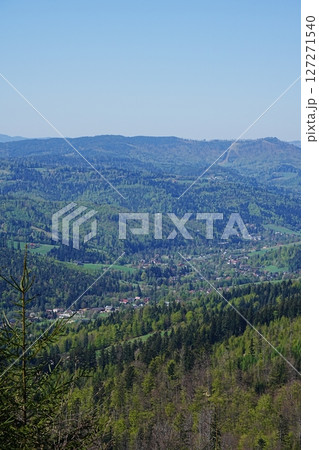 View in Silesian Beskids near Szczyrk town in Poland - vertical 127271540