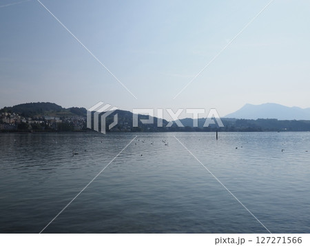 Mountainside with lake at European Lucerne city in Switzerland 127271566