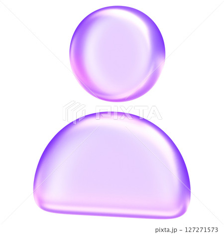 Minimal glassmorphism user icon symbolizing profile, account, or user interface element in digital applications, digital avatar website design element, 3d rendering 127271573