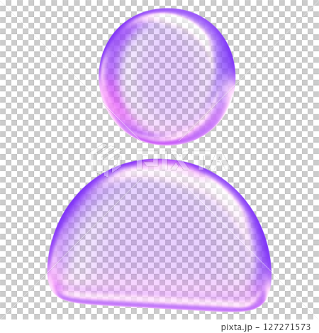 Minimal glassmorphism user icon symbolizing profile, account, or user interface element in digital applications, digital avatar website design element, 3d rendering 127271573