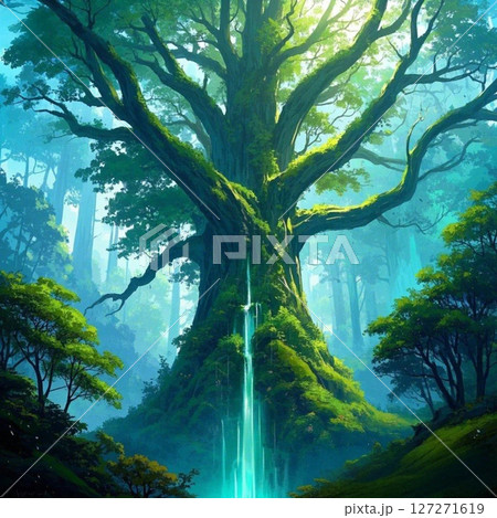 森の中の神樹のあるダンジョン 127271619