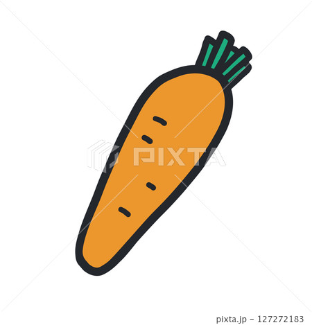 にんじんの輪郭あり手描きカラーイラスト 127272183
