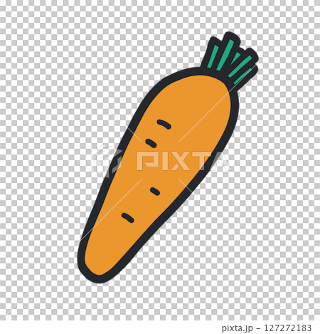 にんじんの輪郭あり手描きカラーイラスト 127272183
