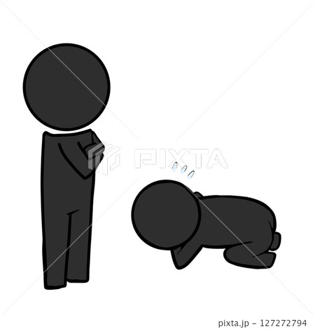 シンプル　ピクトグラム　土下座　謝る　すみません　シルエット　人影　影 127272794