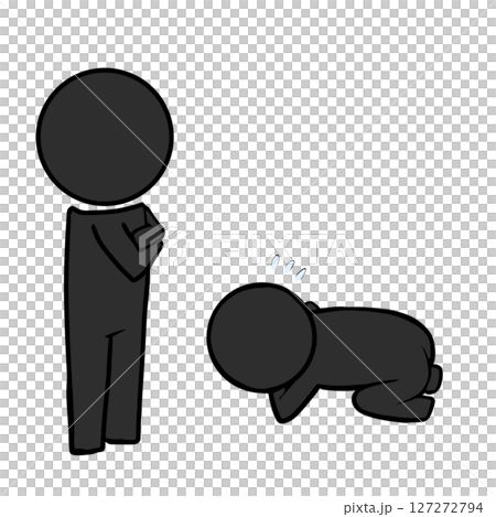 シンプル　ピクトグラム　土下座　謝る　すみません　シルエット　人影　影 127272794