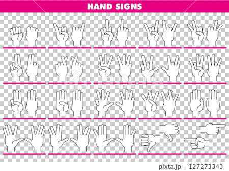 Hand Sign 02 - Black outline on white 127273343