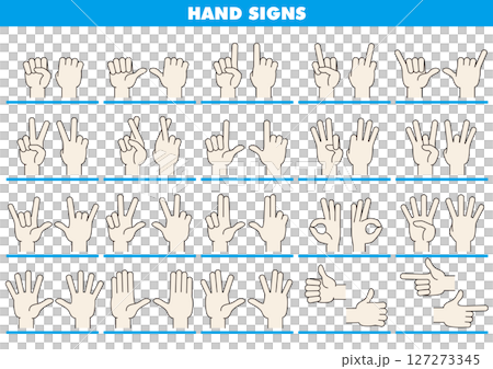 Hand Sign 01 - Skin color with black outline 127273345