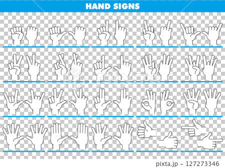 Hand Sign 01 - Black outline on white 127273346