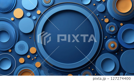 Abstract blue background with waves and bubbles elements 127274400