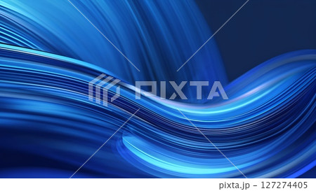 Abstract blue background with waves and bubbles elements 127274405