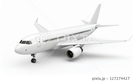 White airplane 3d model over white background 127274427