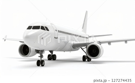 White airplane 3d model over white background 127274435
