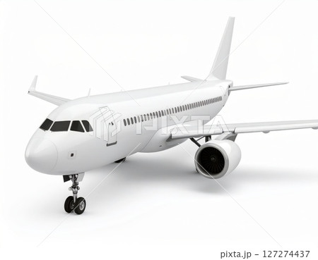 White airplane 3d model over white background White airplane 3d model over white background 127274437
