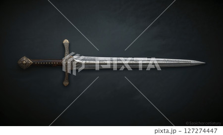 Ancient sword over black background Ancient sword over black background 127274447