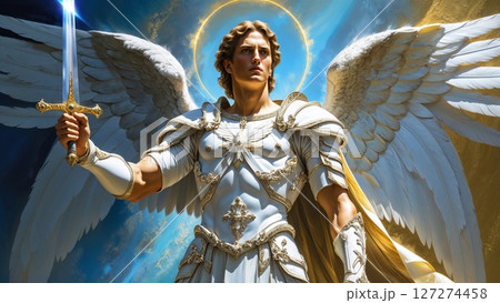 Archangel Michael fantasy art background, mighty warrior angel Archangel Michael fantasy art background, mighty warrior angel 127274458