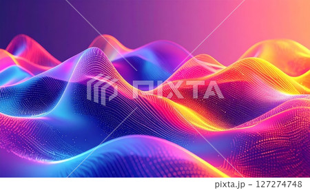 Abstract multicolor 3d gradient background with hi-tech elements and waves 127274748