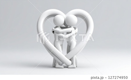 3D hug concept model over solid backgroundのイラスト素材 [127274950] - PIXTA