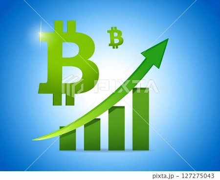 Bitcoin growth, cryptocurrency bull market, rocket record heights conceptual background 127275043
