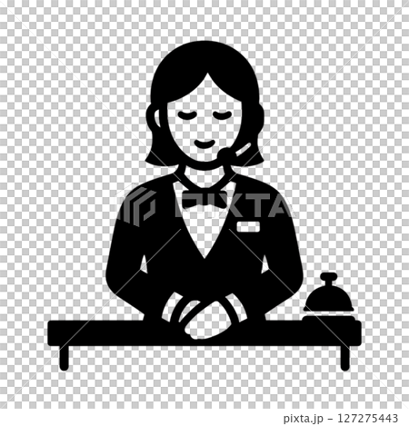 接待員女線條圖標，前台服務員，插圖，素材，簡單，無背景 127275443